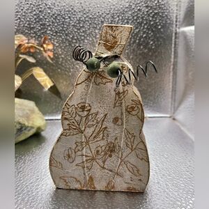 "5/$25" Wood Gold Leaf Pumkin Shelf Sitter Autumn Fall Vignette Decor